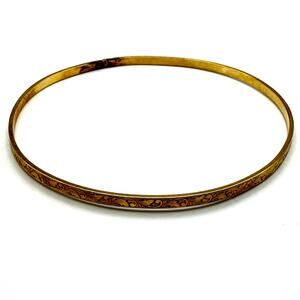 Vintage WINARD 12K GF Floral Etched Bangle Bracelet Dainty 7 3/4" x 1/8"